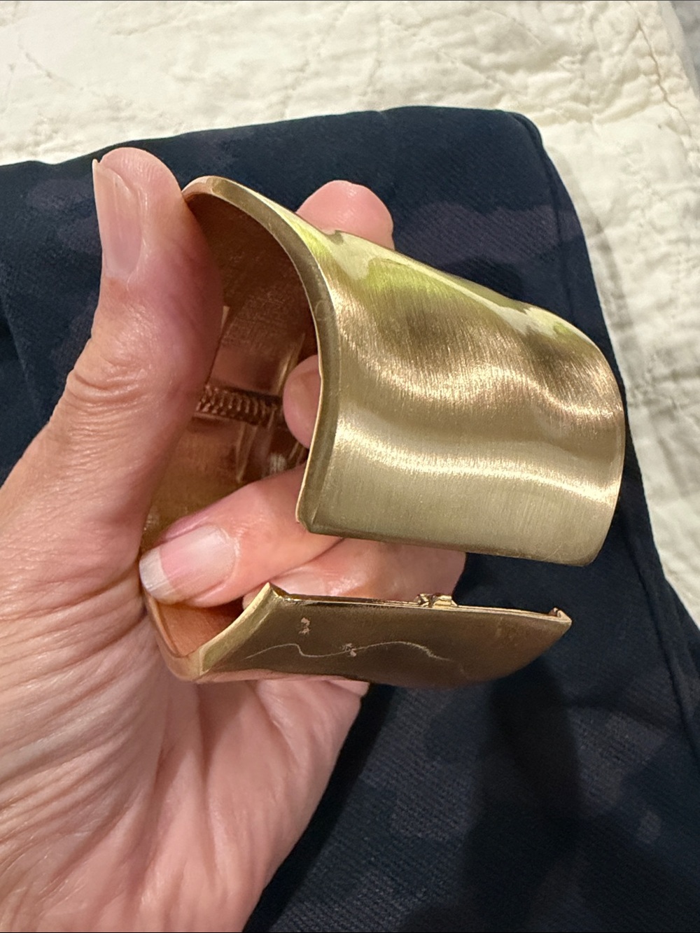 Wide Gold Wavy Metal Cuff Bracelet - Picture 3 of 4